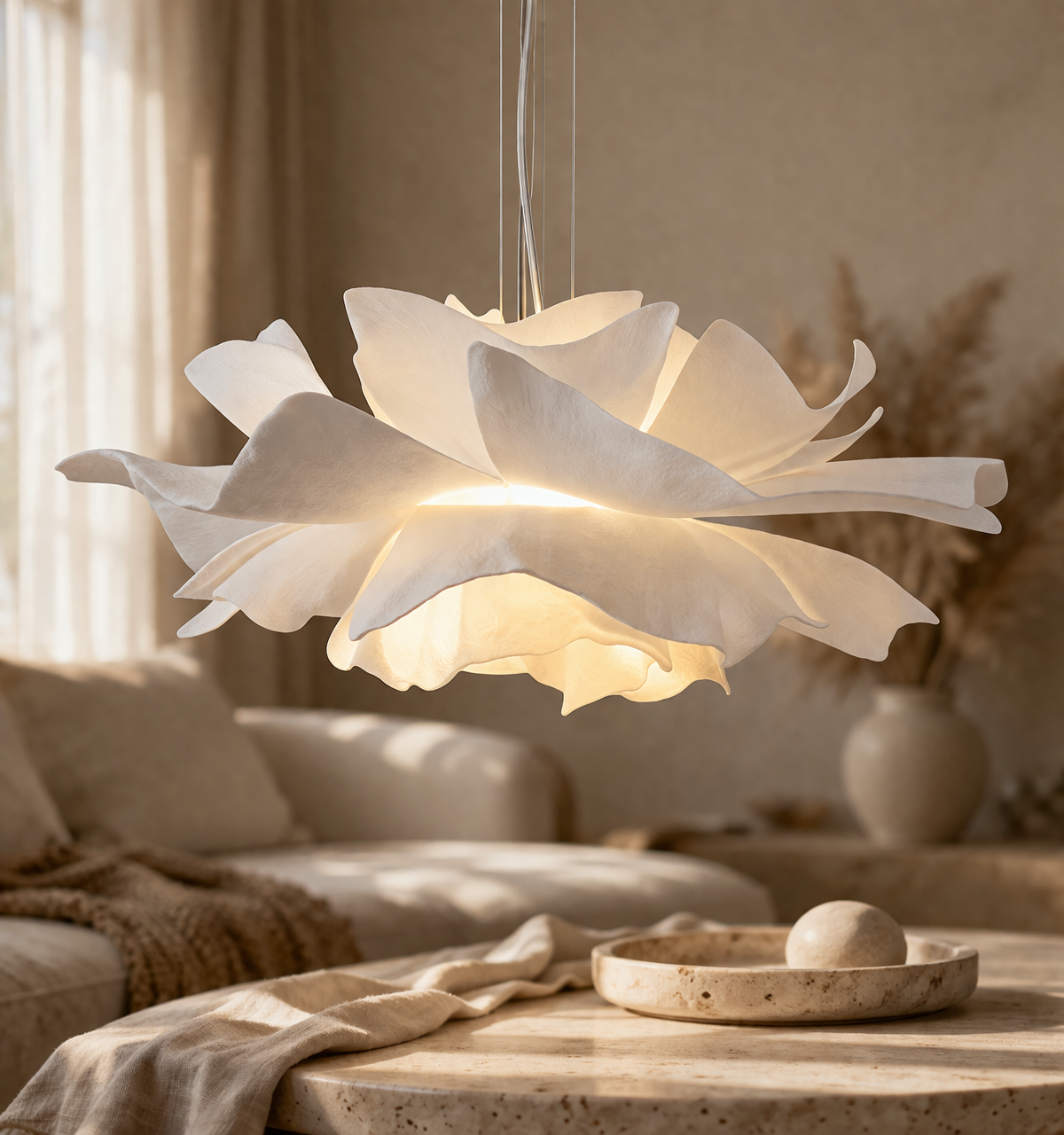 Suspension fleur plastique salon