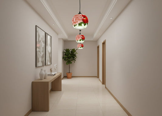 Suspension fleur rose 