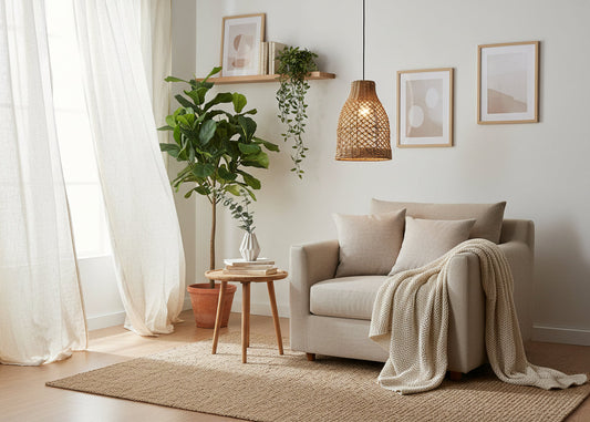 Suspension luminaire rotin