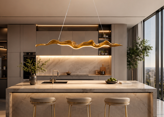 Suspension Feuille Dorée — Design Organique Moderne